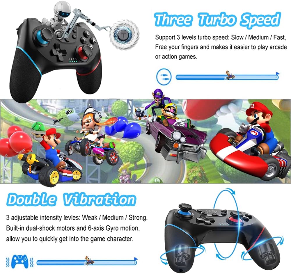 [2023 Upgraded Version] Wireless Pro Controller Compatible for Nintendo Switch Sefitopher Bluetooth Switch Pro Controller Gampad Joypad,PC Controller Supports Gyro Axis Turbo and Dual Vibration with Charging Cable