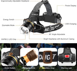 Head Torch Rechargeable,Motion Sensor,5200mAh Waterproof Adjustable Headlamp for Camping Running Fishing Outdoor