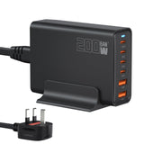 200W 6-Port USB Charging Station, PD 100W 65W 45W 20W 18W USB C GaN III Charger Laptop & Phone Fast Charger Plug