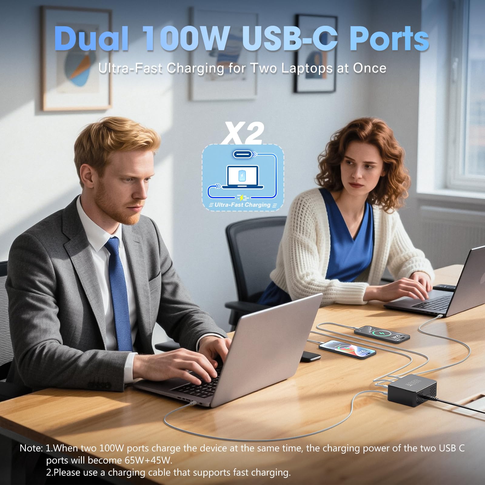 330W 10-Port USB Charging Station, PD 100W 65W 45W 30W 20W 18W USB C GaN III Charger Laptop & Phone Fast Charger Plug